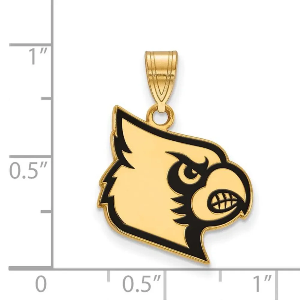 14K Gold Plated Sterling Silver U. of Louisville Large Enamel Pendant